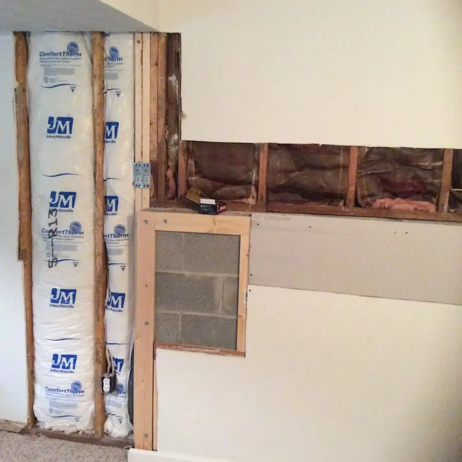 Wall insulation replacement during Basement Flood Cleanup in Caledonia
